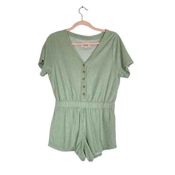 MWL MADEWELL Retroterry Baseball Romper Size Small Mint Green - Picture 3 of 10
